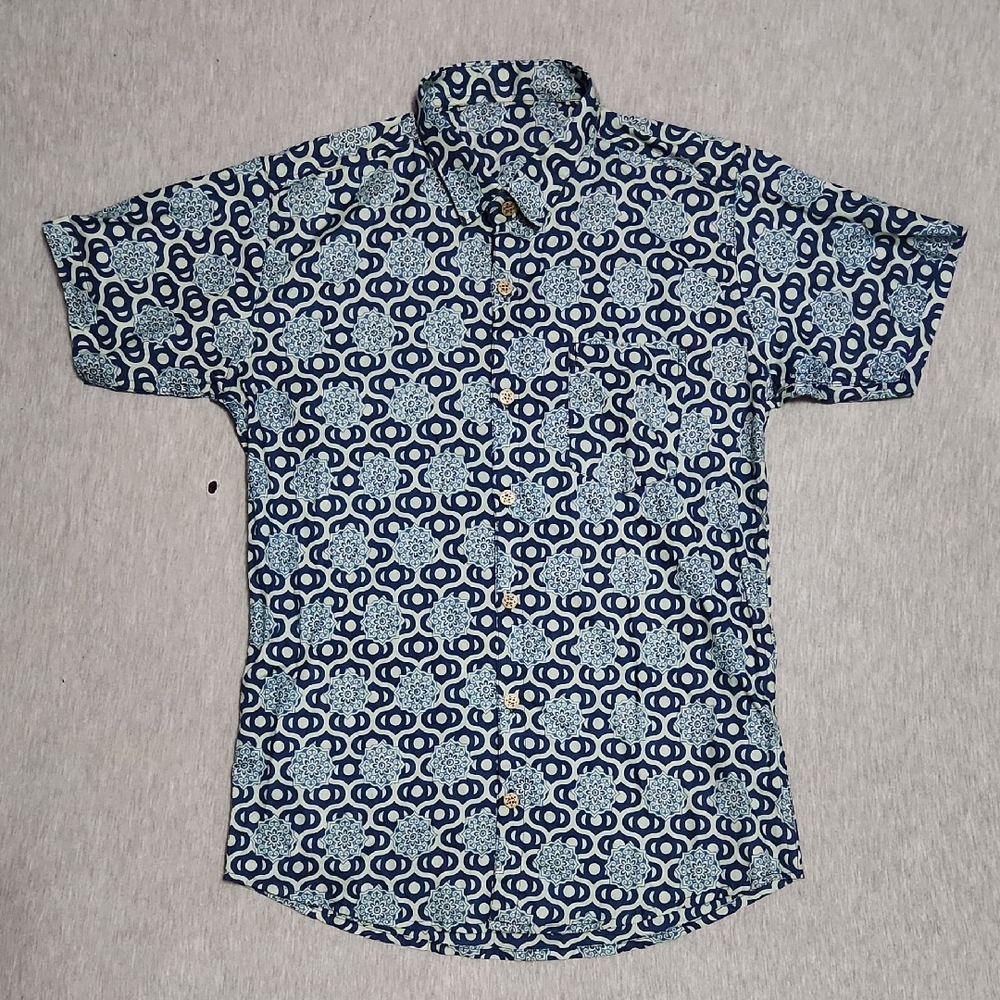 Handmade Indian Casual Collared Button-Down Printed Cotton Summer Shirt
